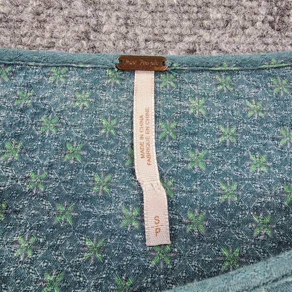 Free People Top Womens Small Floral Paisley 3/4 Sleeve Boho Chic Tunic Blouse - Picture 2 of 14